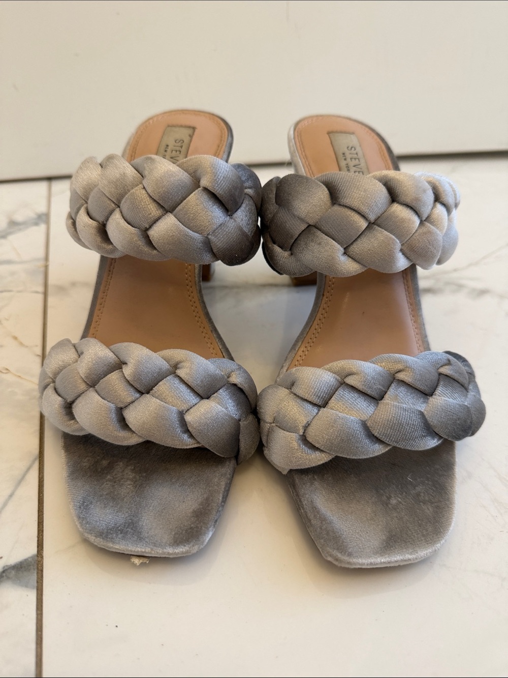 Steve Madden Silver Braided Double-Strap Mule Sandal